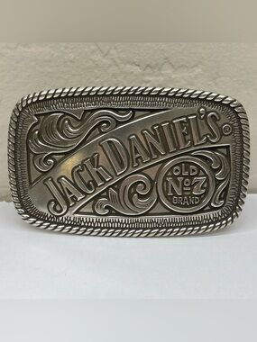 Jack Daniel's Belt Buckle Old No. 7 Brand Western Cowboy Silver Tone/Pewter 4"